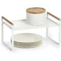 Zeller Present keukenrek/opbergrek/aanrecht organizer - 35 x 22 x 18 cm - wit - metaal