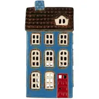 Ib Laursen - Keramieken huisje - waxinelichthouder - blauw hoog