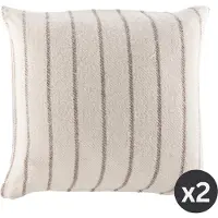 Tiseco - Kussen ALMA (gevuld) - SET/2 - gestreept - 45x45 cm, taupe