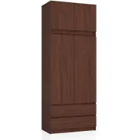 Akord Kleidingkast S90 met Opzetstuk, 2 Deuren en 2 Lades / Furniture Factory / Venge / 90 x 234 x 51 cm