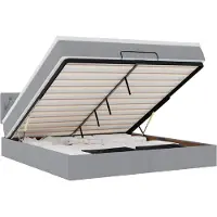 vidaXL Bed met matras 160x200 cm stof lichtgrijs