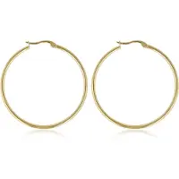 My Bendel - Oorring Goudkleurig 40mm x 2mm - Stralende Goudkleurige Cirkel Oorring 40mm - met Luxe Cadeauverpakking | Sieraden Voor Dames