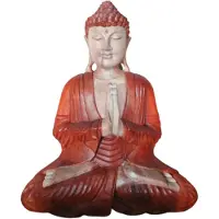 AW Gifts Boeddha Beeld Welkom - Handgesneden - Suar Hout - 30cm
