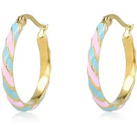 My Bendel - Goudkleurige Oorringen met Blauw en Lila Epoxy - met Luxe Cadeauverpakking | Sieraden Voor Dames