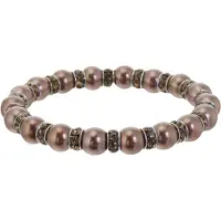 Behave – Armband dames elastisch – brons parelkralen met strass – elegant chic