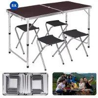 Cheqo Inklapbare Campingtafel Set - Klaptafel - Inklapbare Tuintafel - Vouwtafel - Camping Tafel - Lichtgewicht Aluminium - Ideaal voor Kamperen