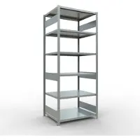 Schulte Lagertechnik MULTIplus250 boutloze rekken, basisrek, 6 legborden, B 1000 x D 800 x H 2500 mm, gegalvaniseerd, 250 kg per legbord