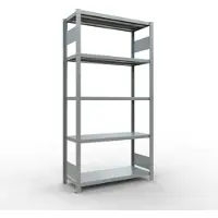 Schulte Lagertechnik MULTIplus250 boutloze rekken, basisrek, 5 legborden, 2000 x 1000 x 400 mm, gegalvaniseerd, 250 kg per legbord