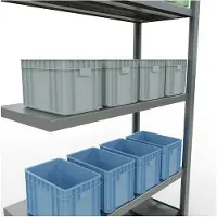 Schulte Lagertechnik MULTIplus 250 rekkensysteem zonder scharnieren, aanschuifvak, lengte bout, 2000x1000x400 mm, 5 legborden, gegalvaniseerd