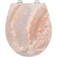 Wenko WC bril Canyon - antibacterieel Duroplast met structuurprint- Easy-Close softclose sluiting - Fix-Clip bevestiging afklikbaar in RVS - Toiletbril decor met structuur - Toiletzitting met print