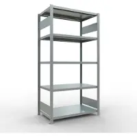 Schulte Lagertechnik MULTIplus250 boutloze rekken, 5 legborden, 2000 x 1000 x 600 mm, gegalvaniseerd, basisrek, 250 kg per legbord