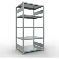 Schulte Lagertechnik MULTIplus250 boutloze rekken, basisrek, 5 legborden, 250 kg per legbord, 2000 x 1000 x 800 mm, gegalvaniseerd