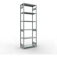 Schulte Lagertechnik MULTIplus250 boutloze rekken, 7 legborden, 3000 x 1000 x 500 mm, gegalvaniseerd, basisrek, 250 kg per legbord