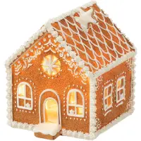 J-Line huis peperkoek vierkant ster led poly medium 18x15x17.5cm