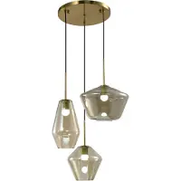 QUVIO Hanglamp verschillende kappen - 3 lichts - Metaal - Glas - Bruin