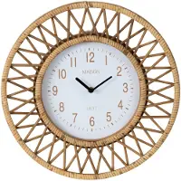 J-Line wandklok wonder rotan/multiplex natuur/wit small 40x2.5x40cm