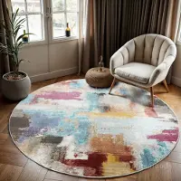 Muratap Picasso artisan vintage rond vloerkleed multi laagpolig- 350 cm
