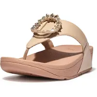 Original Brands Lulu crystal-circlet leather toe-post sandals