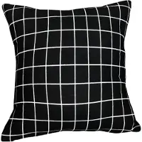 QUVIO Kussenhoes vierkantjes - Polyestervezel - 45 x 45 cm - Zwart