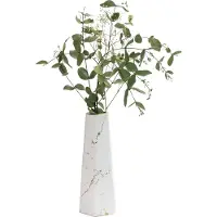 QUVIO Vaas - Keramiek - Wit met goud marble look - 11 x 29 cm