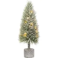 J-Line kerstboom b+led kunststof sneeuw medium 19x19x60cm
