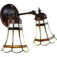 Clayre & Eef Wandlamp Tiffany, 30x23x23 cm, wit, bruin, glas