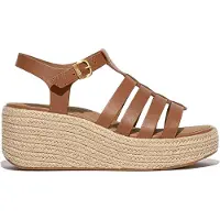 FitFlop Women Platfforms Espadrille Leather Fisherman Wedge Sandals Deep Tan-Schoenmaat 41