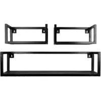 Home67 Wandplank vintage mangohout set van 3 klein