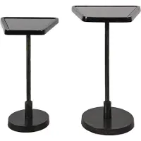 Clayre & Eef Bijzettafel set van 2 35x35x56 cm aluminium glas sidetable