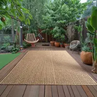 Muratap Timber style buitenkleed – indoor & outdoor, jute-look vloerkleed,