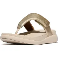 FitFlop F-Mode Go Adjustable Flatform Toe-Post Sandals Dames Slippers - Metallic Beige