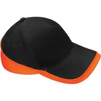 Beechfield Teamwear Wedstrijd Baseball Cap (Zwart/Oranje)