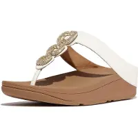 FitFlop Women Fino Crystal-Chain Leather Toe-Post Sandals Urban White-Schoenmaat 41