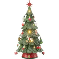 J-Line kerstboom led ornamenten resine mix small 24.5x24.5x51.5cm
