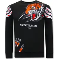 Tony Backer Sweater Print Tiger Head Black heren EU S