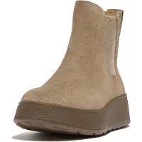 Original Brands Women F-Mode Suede Flatform Chelsea Boots 2-Tone Elastic Minky Grey-Schoenmaat 36