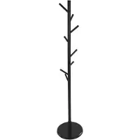 QUVIO Staande kapstok hout - 175 cm hoog - 8 ophanghaken - Zwart
