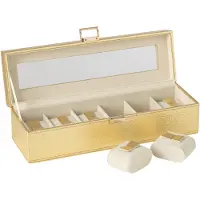J-Line horlogedoos 6 compartimenten kunstleder goud 34x10.5x10cm