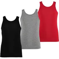 Apollo Jongens singlet hemd bamboe 3-pack zwart grijs rood
