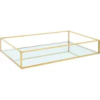 QUVIO Dienblad decoratief - Glas met spiegel - Goud