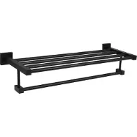 QUVIO Handdoekenrek - Met 1 stang + 1 plank - Zwart