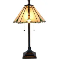 LumiLamp Tiffany tafellamp, diameter 40 cm, hoogte 67 cm, beige glas