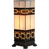 Clayre & Eef Tiffany tafellamp, 17x17x44 cm, beige glas