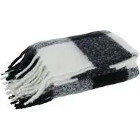 J-Line plaid tegels polyester zwart/wit 127x152x1cm