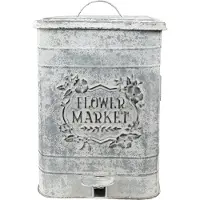 Clayre & Eef pedaalemmer 26x26x36 cm metaal bloemen flower market