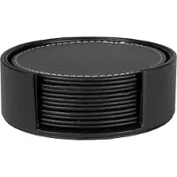 QUVIO Onderzetters 6 stuks - Diameter 10 cm - Leer