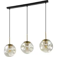 QUVIO Hanglamp eettafel - 3 lichtspunten - Glazen bollen - Langwerpig - Metaal - Glas
