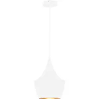 QUVIO Hanglamp modern - Rond met koperen binnenkant - Diameter 25 cm - Wit