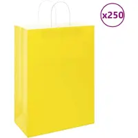 vidaXL Papieren zakken 250 st met hengsels 32x17x44 cm geel