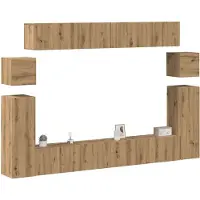 vidaXL 8-delig Tv-meubelset wandmontage bewerkt hout artisanaal eiken